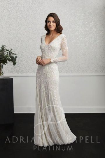 Adrianna Papell 40234 Long Sleeve Wedding Dress