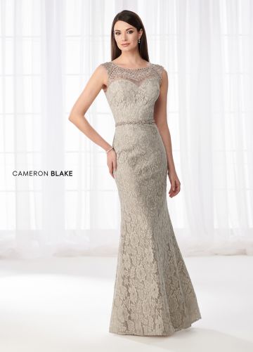 Cameron Blake 218606 Illusion Neckline Evening Dress