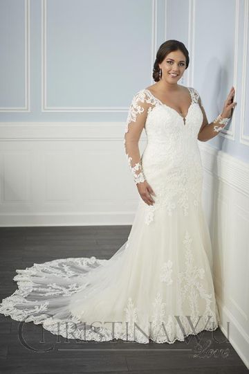 Christina Wu 29342 Illusion Long Sleeve Plus Size Bridal Dress