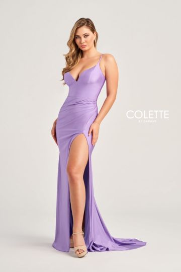 Colette CL5278 Spaghetti Straps High Slit Dress