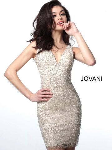 Jovani 3135 Lattice Back Beaded Dress