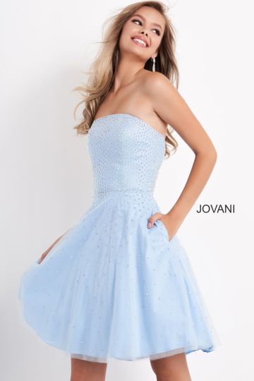 Jovani K68936 Beaded Strapless Short Dress
