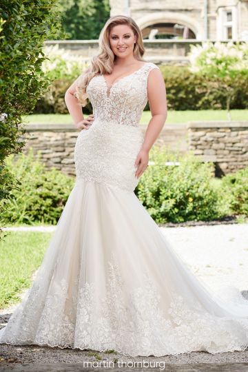 Martin Thornburg 120241W Quin Cap Sleeve Plus Size Wedding Gown