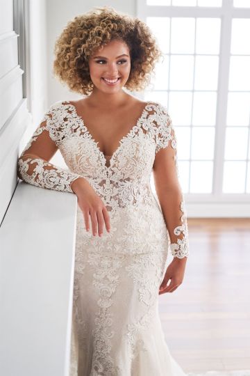 Martin Thornburg 221202W Florent Sheer Back Plus Size Wedding Dress