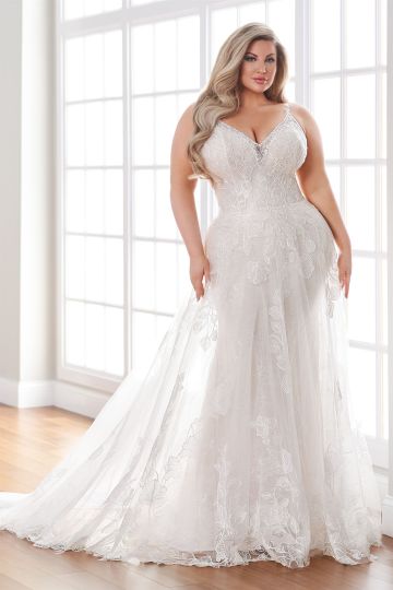 Martin Thornburg 221208W Amelie Cage Skirt Plus Size Bridal Dress