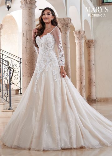 Marys Bridal MB3121 Long Sleeve Glitter Wedding Dress