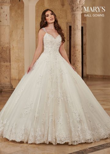Marys Bridal MB6084 Spaghetti Strap Embellished Wedding Dress