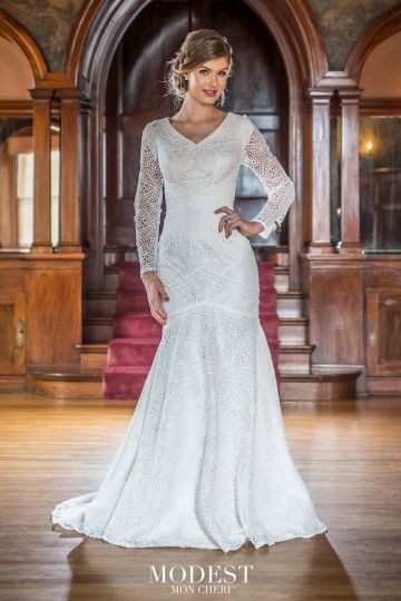 Modest Bridal by Mon Cheri TR22051 Allover Lace Wedding Dress