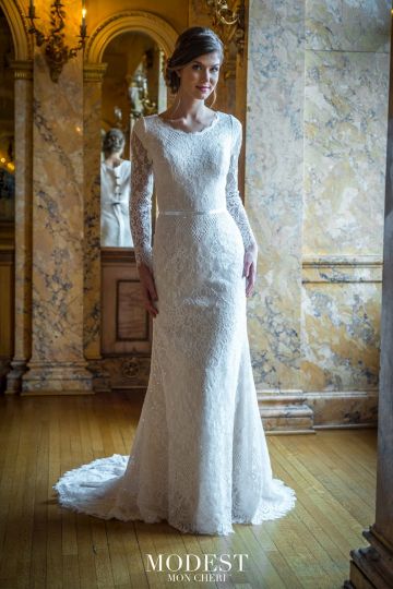 Modest Bridal by Mon Cheri TR22063 Sequin Lace Wedding Dress