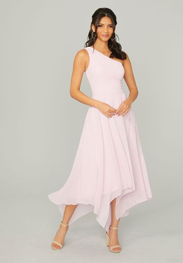 Mori Lee 21770 Tea-Length One Shoulder Bridesmaid Dress - Stock Only