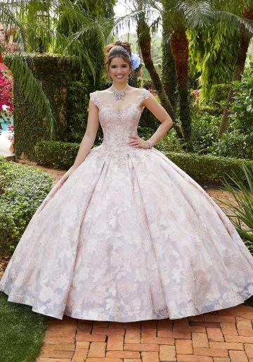 Mori Lee 34031 Pleated Skirt Floral Quince Dress