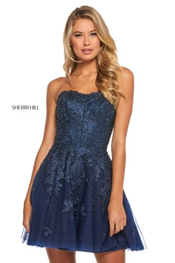 Sherri Hill 53099 Strapless Homecoming Dress