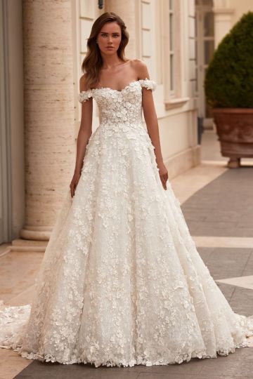 Sherri Hill 81006 Off The Shoulder Floral Wedding Dress