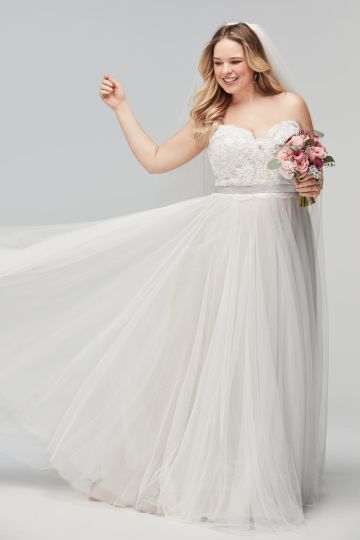 WTOO 17711B Della Strapless Plus Size Bridal Gown