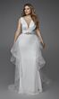 Alyce Paris 7019 Plunging Neckline Wedding Dress with Draped Overskirt