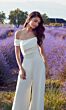 Alyce Paris 70014 Pleated Bodice Off The Shoulder Bridal Jumpsuit