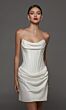 Alyce Paris 70092 Draped Skirt Lace-Up Back Satin Short Wedding Dress