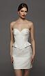 Alyce Paris 70093 Strapless Peplum Waist Jacquard Short Bridal Dress