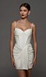 Alyce Paris 70098 Basque Waist Fitted Draped Skirt Short Wedding Dress