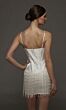 Alyce Paris 70104 Satin Beaded Fringe Skirt Short Wedding Dress