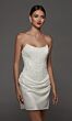 Alyce Paris 70105 Beaded Bodice Satin Draped Skirt Short Bridal Dress