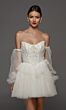 Alyce Paris 70114 Sheer Sleeve A-Line Tulle Skirt Short Wedding Dress