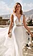 Alyce Paris 7019 Plunging Neckline Wedding Dress with Draped Overskirt