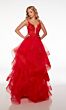 Alyce Paris 61476 Flounce Skirt Plunging Neck Dress