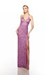 Alyce Paris 88002 Sequin Spaghetti Strap High Slit Dress