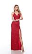 Alyce Paris 88002 Sequin Spaghetti Strap High Slit Dress