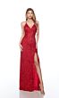 Alyce Paris 88002 Sequin Spaghetti Strap High Slit Dress