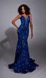 Alyce Paris 61755 Plunging Neckline Floral Sequin Dress