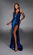 Alyce Paris 61759 Plunging Halter Lace-Up Sequin Dress