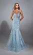 Alyce Paris 61867 Godet Skirt Floral Sequin Corset Dress
