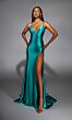 Alyce Paris 61875 High Slit Lace-Up Satin Dress