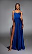 Alyce Paris 61883 High Slit Cowl Neck Lace-Up Dress