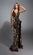 Alyce Paris 61975 Ruffle Slit Lace-Up Sequin Dress