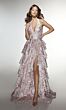 Alyce Paris 61996 Halter A-line Floral High Slit Dress