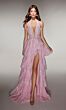 Alyce Paris 62037 High Slit Plunging Halter Neck Dress