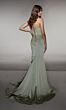 Alyce Paris 62062 Beaded Neck Draped Skirt Dress