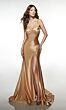 Alyce Paris 62084 Basque Waist High Slit Satin Dress