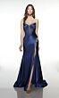 Alyce Paris 62084 Basque Waist High Slit Satin Dress