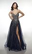 Alyce Paris 62093 High Slit Spaghetti Strap Glitter Dress
