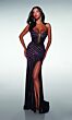 Alyce Paris 62100 High Slit Beaded Sheer Corset Bodice Dress