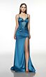 Alyce Paris 62104 High Slit Satin Lace-Up Back Dress