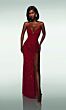 Alyce Paris 62136 High Slit Plunging Neck Beaded Dress
