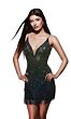 Alyce Paris 4803 Fringe Skirt Plunging Neck Dress