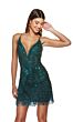 Alyce Paris 4803 Fringe Skirt Plunging Neck Dress