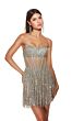 Alyce Paris 4941 Fringe Skirt Illusion Corset Dress