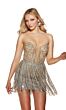Alyce Paris 4943 Illusion Top Fringe Skirt Dress